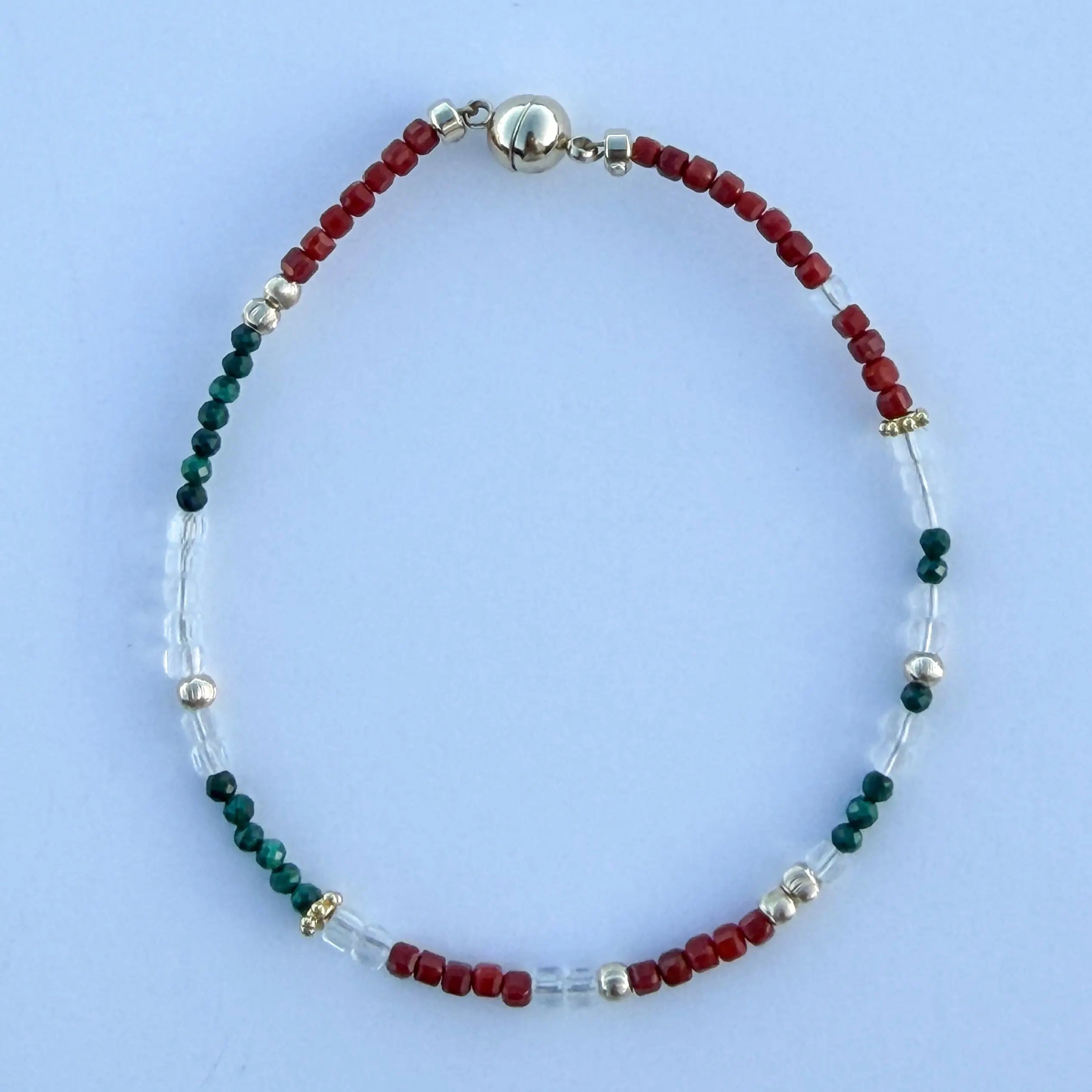 Three Body Theory - Red Agate, Clear Quartz, and Green Malachite Jewelry view 2